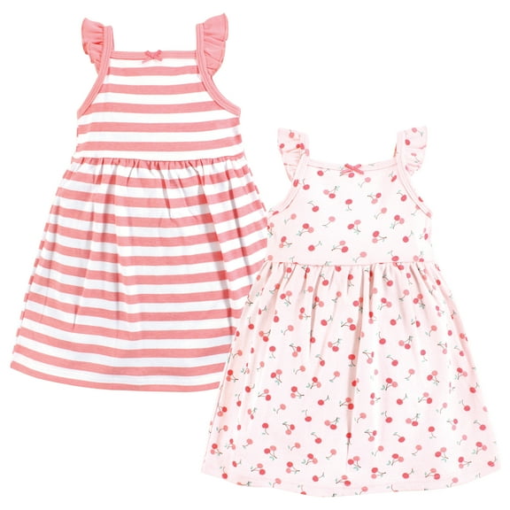 Hudson Baby Girls Cotton Dresses, Cherry Sweet, 0-3 Months