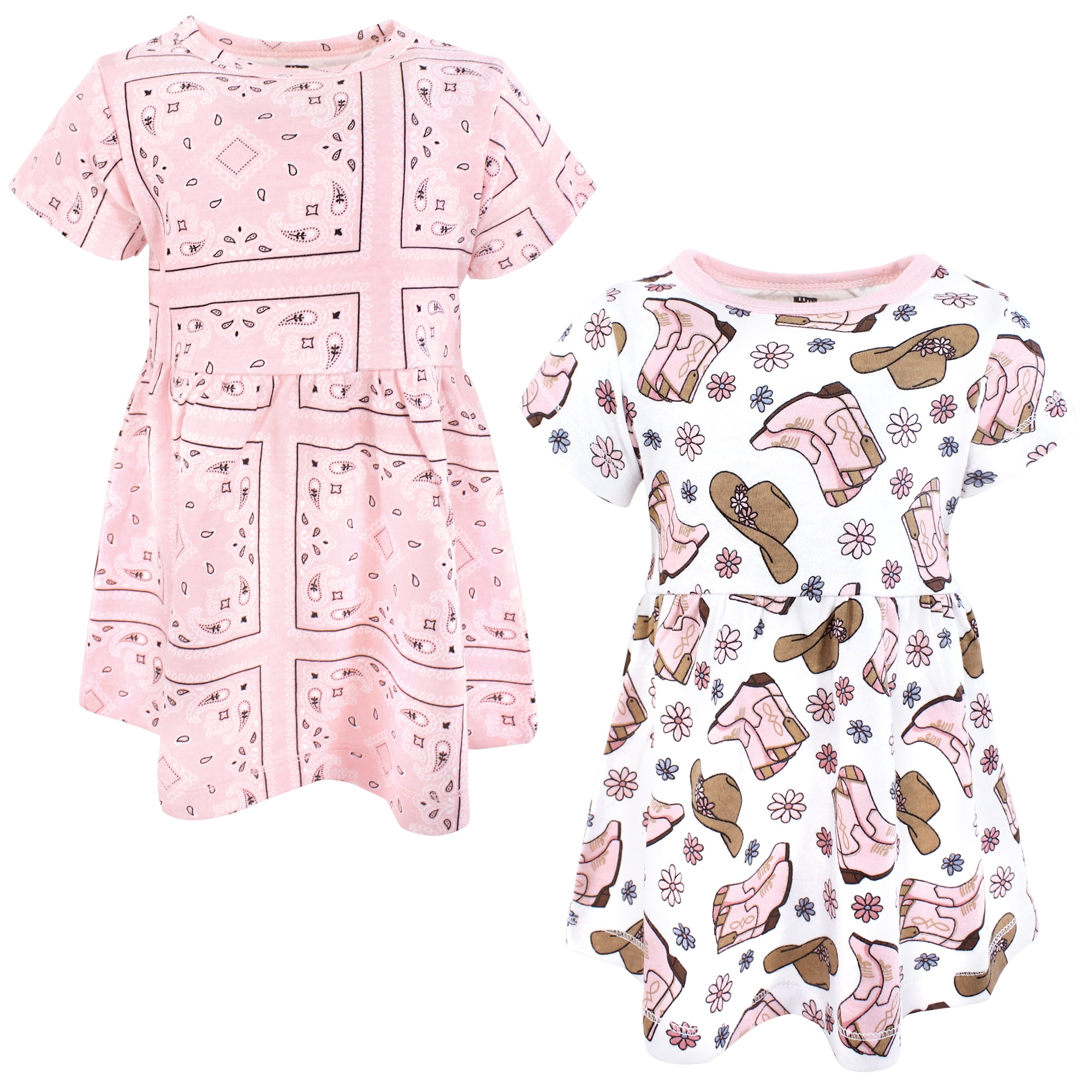 Hudson Baby Girls Cotton Dresses, Cowgirls, 2T