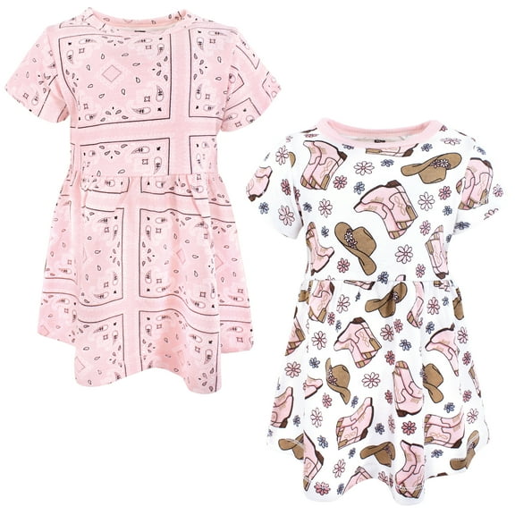 Hudson Baby Girls Cotton Dresses, Cowgirls, 2T