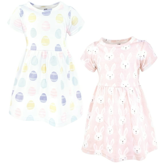 Hudson Baby Girls Cotton Dresses, Easter Bunny Pink, 5T