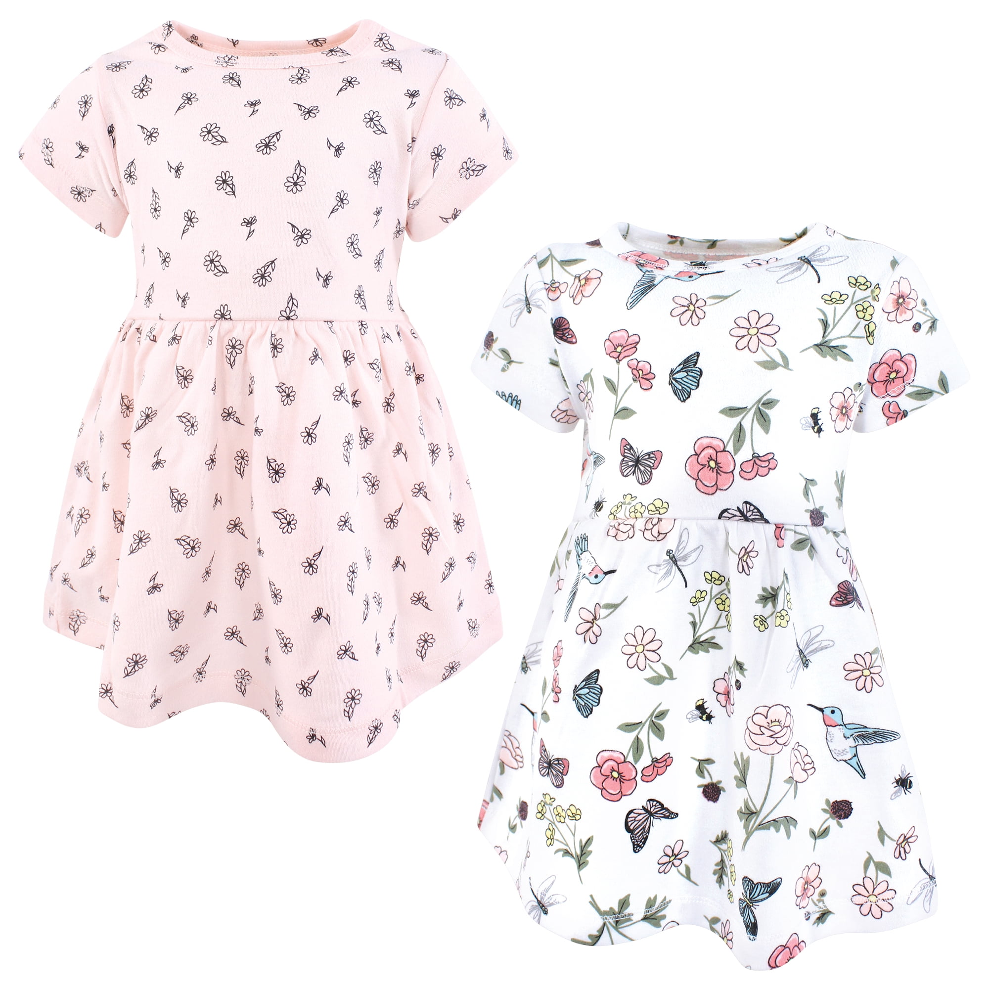 Hudson Baby Girls Cotton Dresses, Hummingbird Garden, 12-18 Months