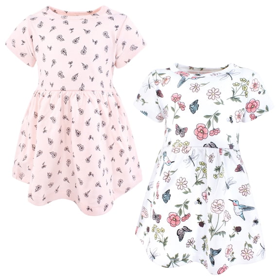 Hudson Baby Girls Cotton Dresses, Hummingbird Garden, 6-9 Months