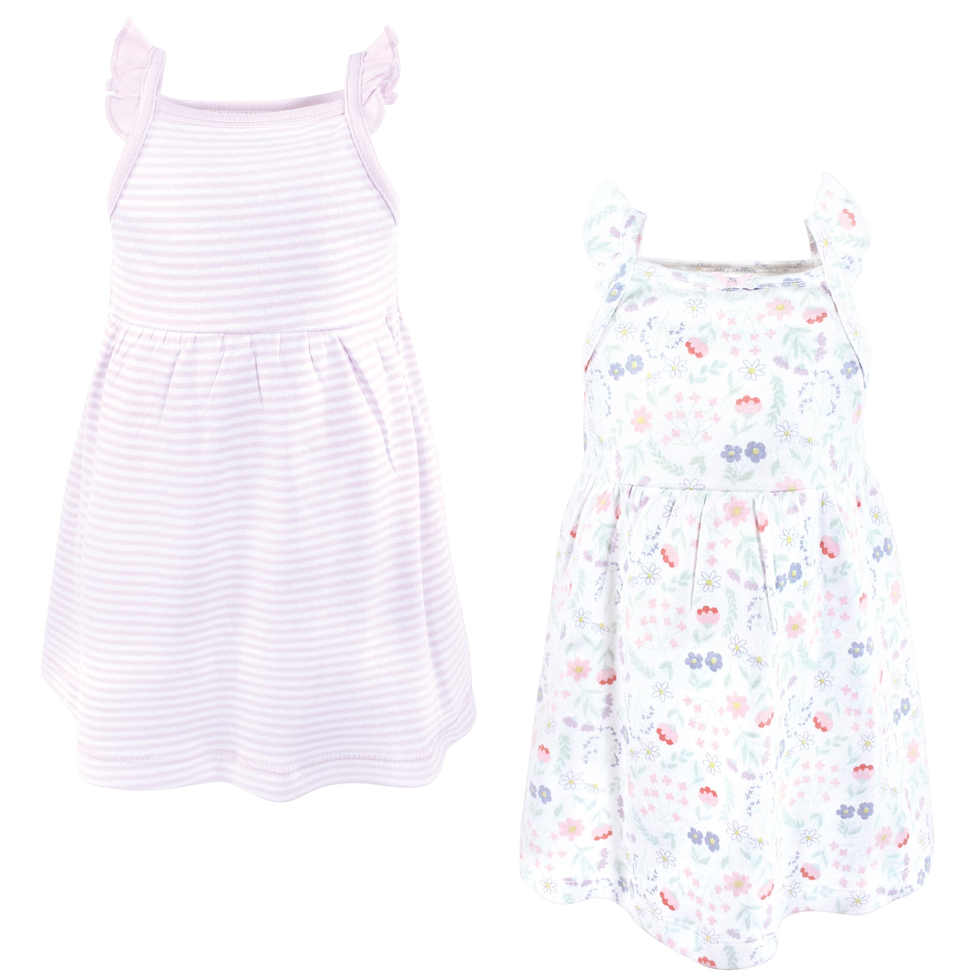 Hudson Baby Girls Cotton Dresses, Lilac Garden, 18-24 Months