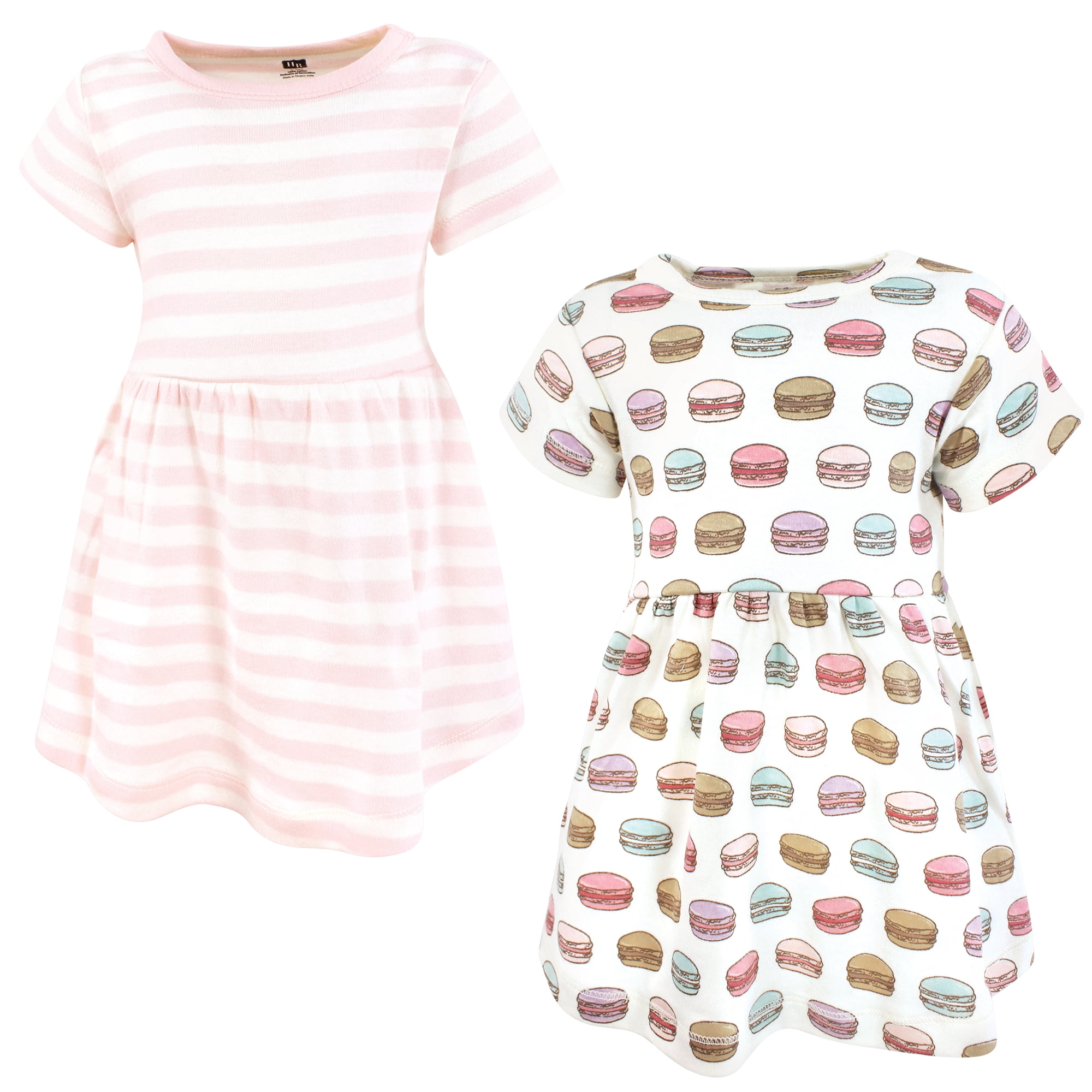 Hudson Baby Girls Cotton Dresses, Macarons, 2T