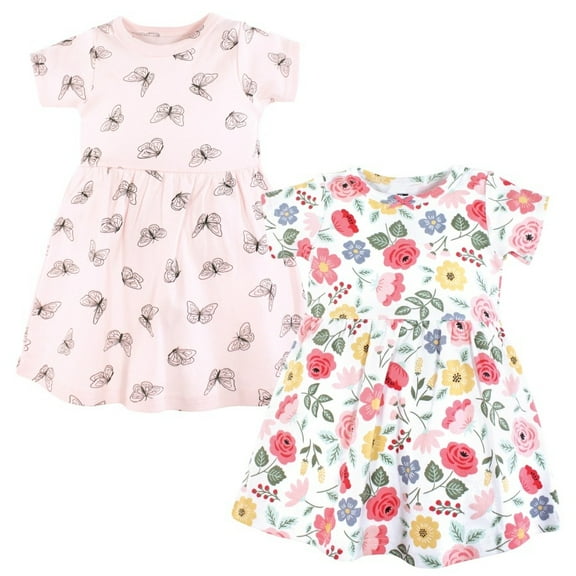 Hudson Baby Girls Cotton Dresses, Modern Botanical, 0-3 Months
