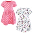 thumbnail image 1 of Hudson Baby Girls Cotton Dresses, Pink Doodles, 0-3 Months, 1 of 4