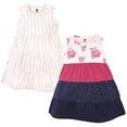 thumbnail image 1 of Hudson Baby Girls Cotton Dresses, Pink Navy Floral, 3 Toddler, 1 of 4