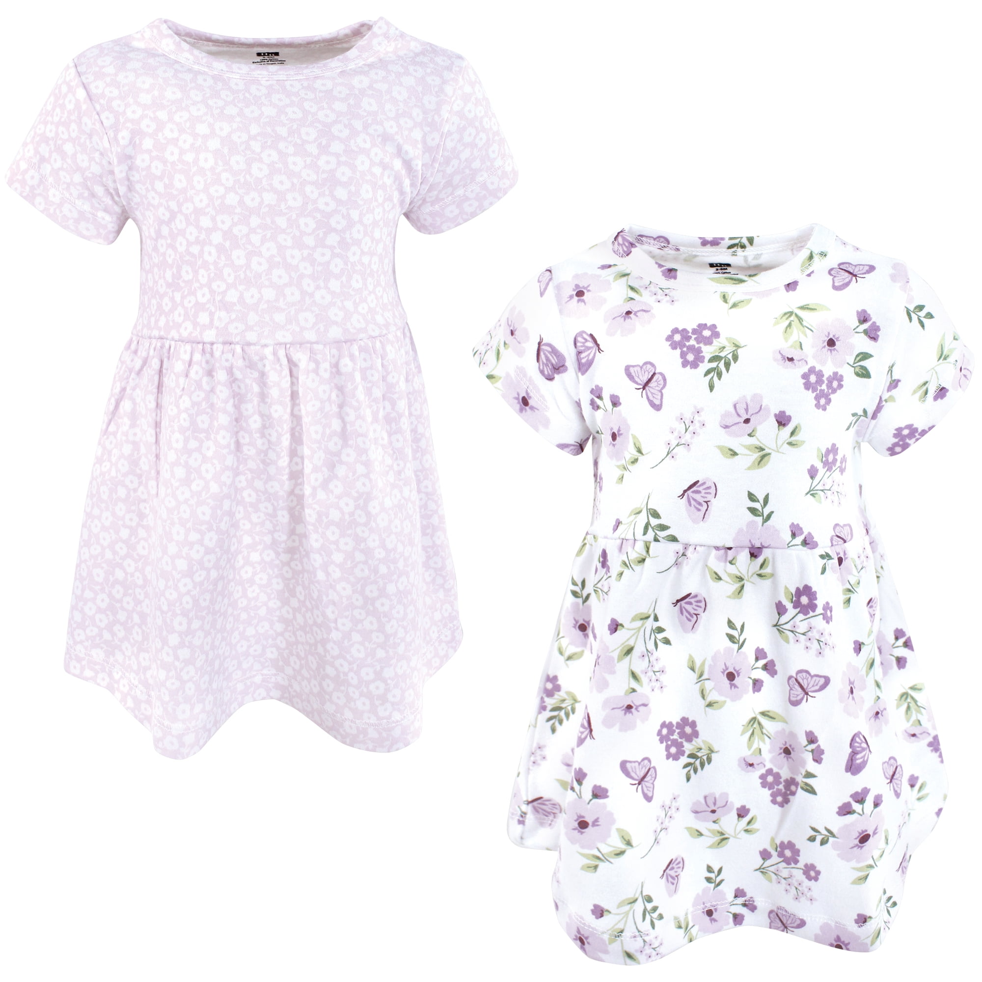Hudson Baby Girls Cotton Dresses, Purple Butterfly Floral, 5T