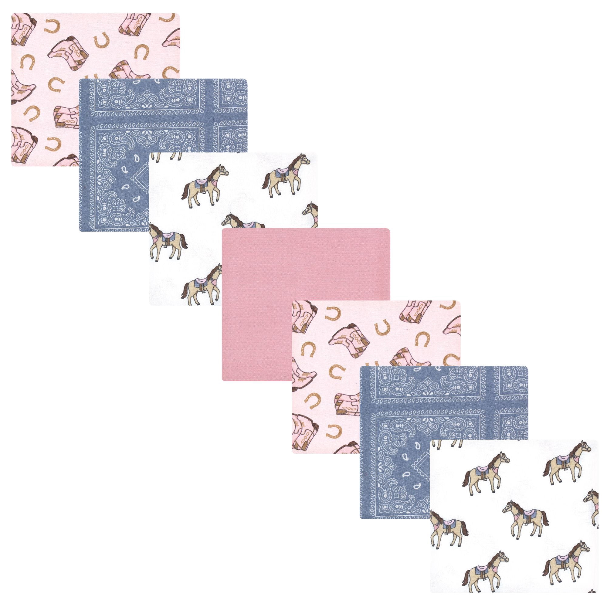 Hudson Baby Girls Cotton Flannel Receiving Blankets Bundle, Cowgirl, One Size