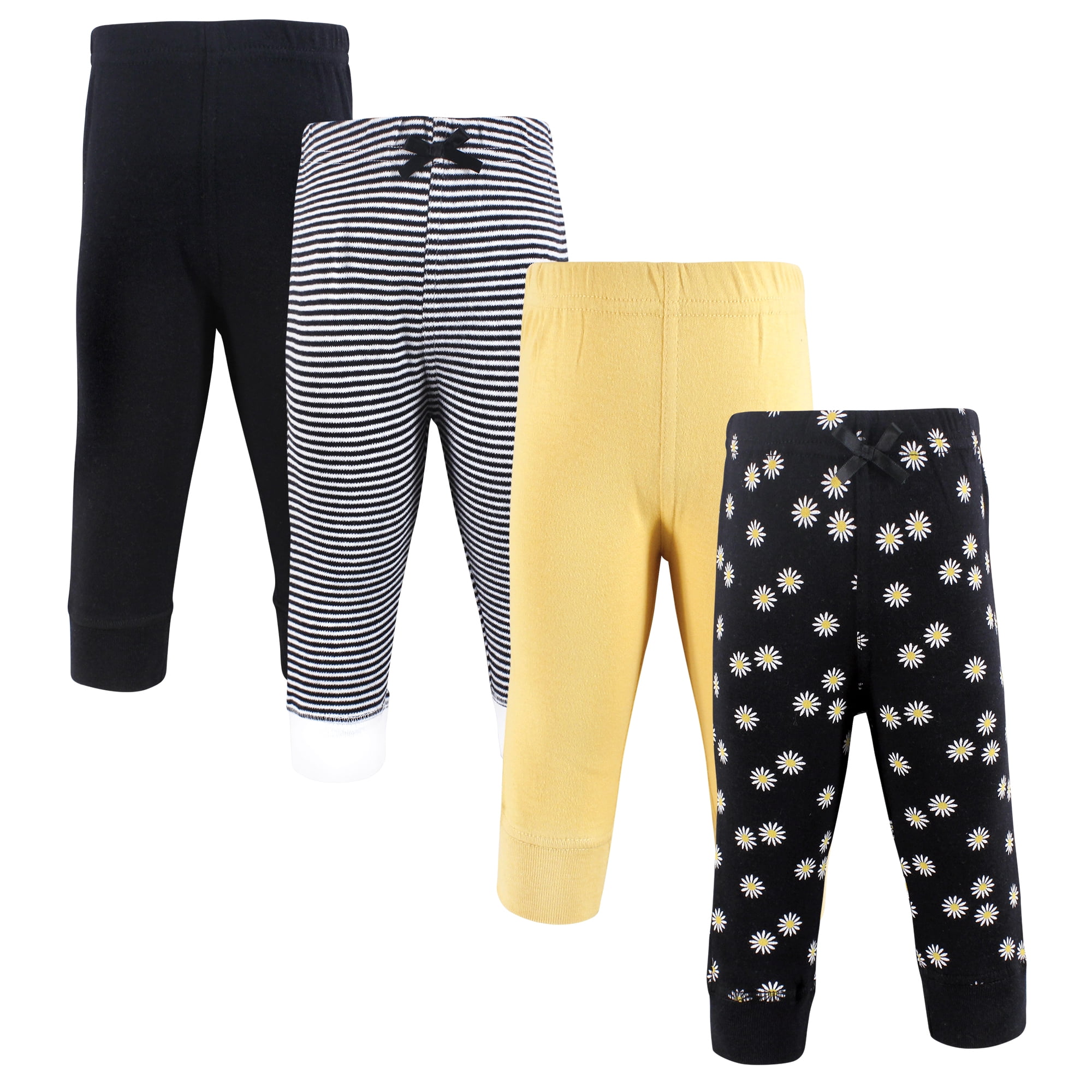Hudson Baby Girls Cotton Pants and Leggings, Black Daisy, 3T