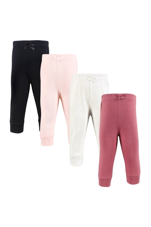 Girls Cotton Pants and Leggings, Black Mauve, 12-18 Months