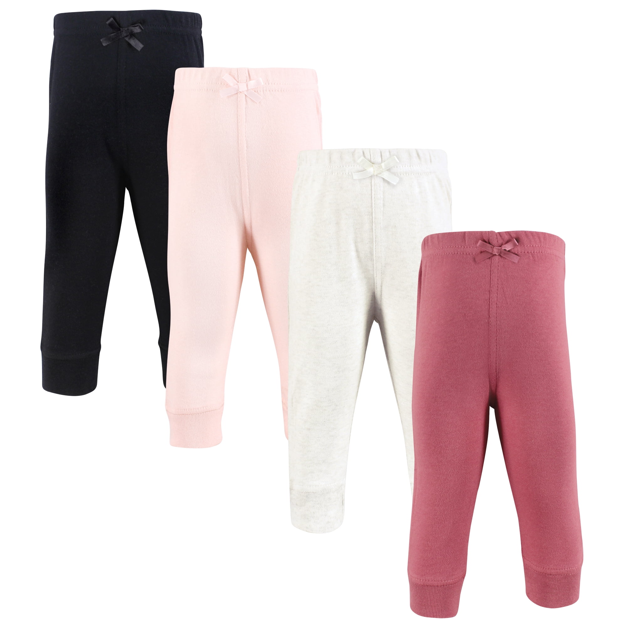Hudson Baby Girls Cotton Pants and Leggings, Black Mauve, 6-9 Months