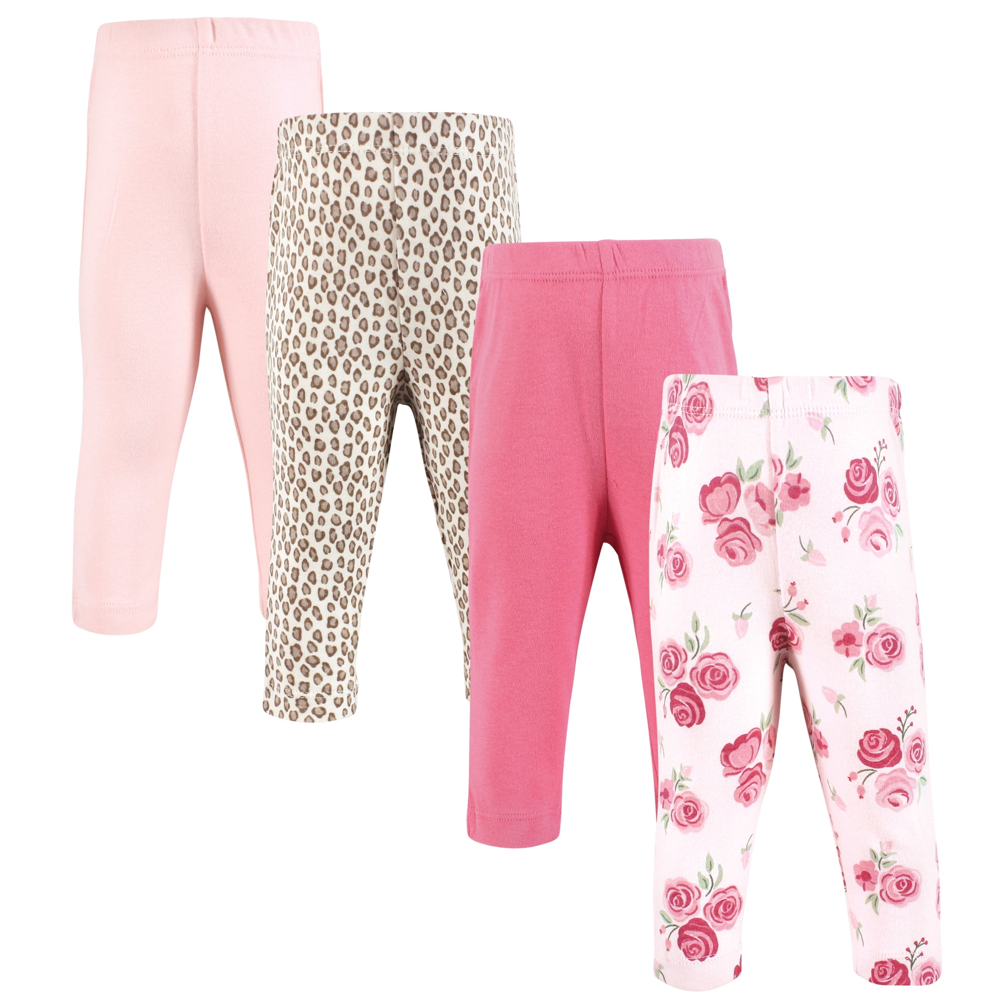 Hudson Baby Girls Cotton Pants and Leggings, Blush Rose Leopard, 18-24 Months