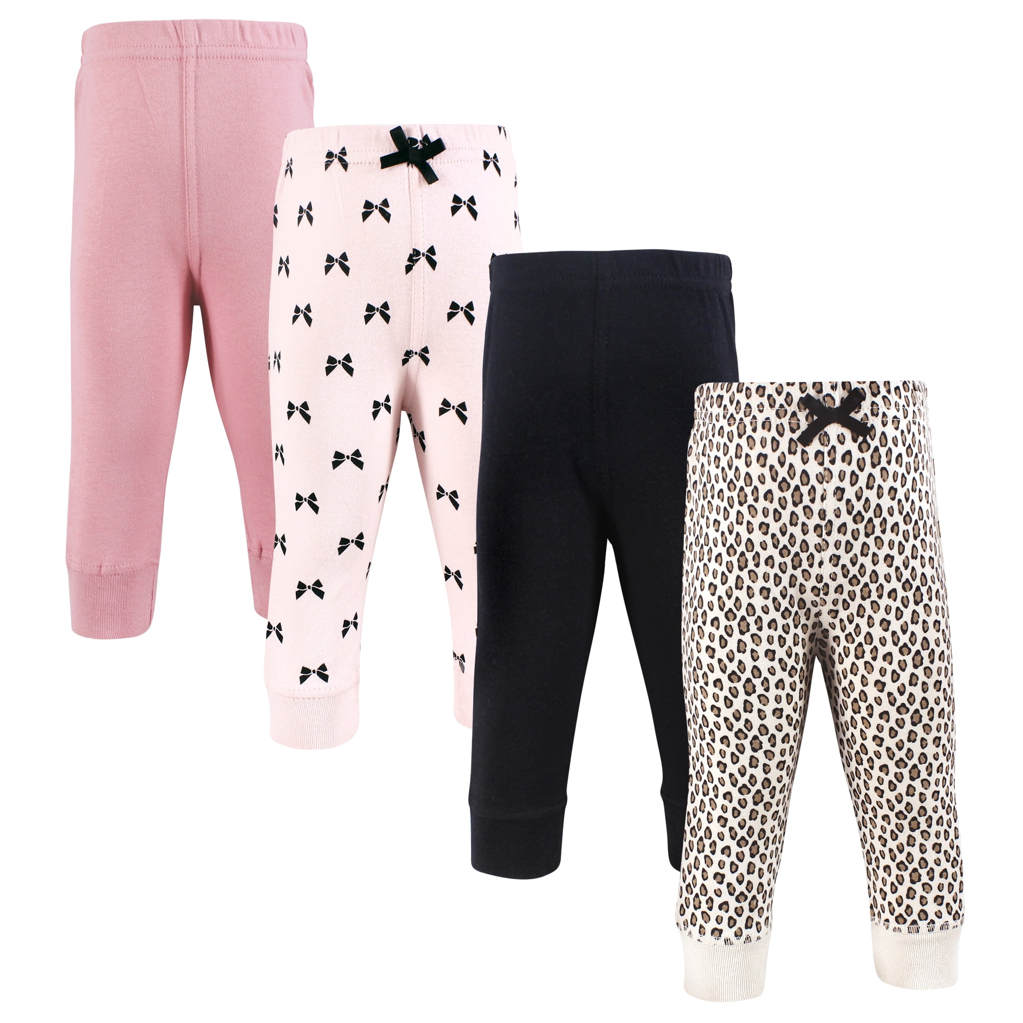Hudson Baby Girls Cotton Pants and Leggings, Leopard Bows, Preemie