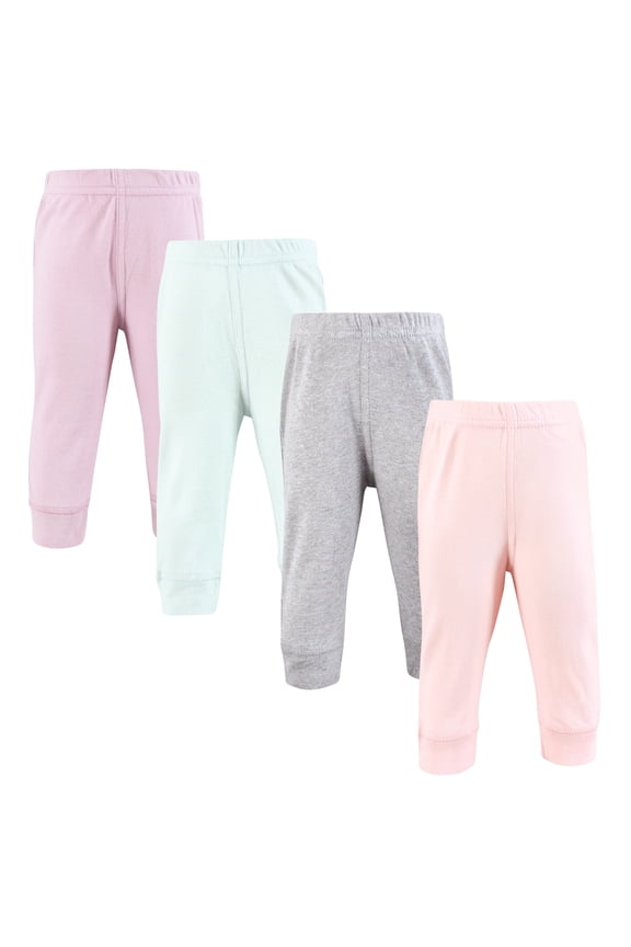 Girls Cotton Pants and Leggings, Pink Purple Mint, 2T