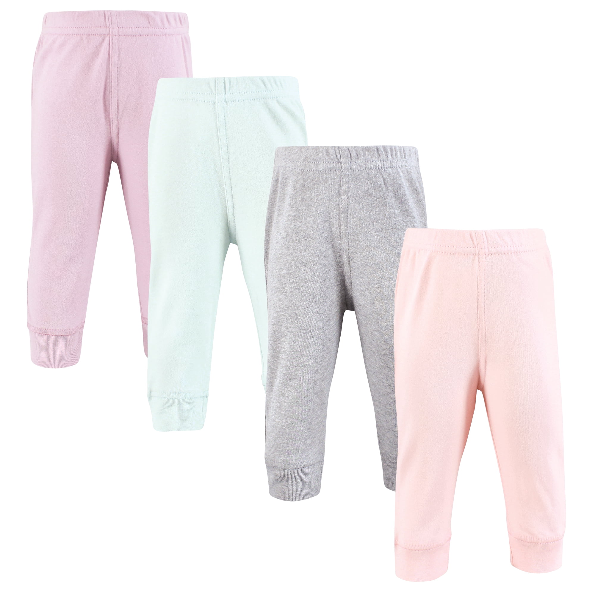 Hudson Baby Girls Cotton Pants and Leggings, Pink Purple Mint, 3-6 Months