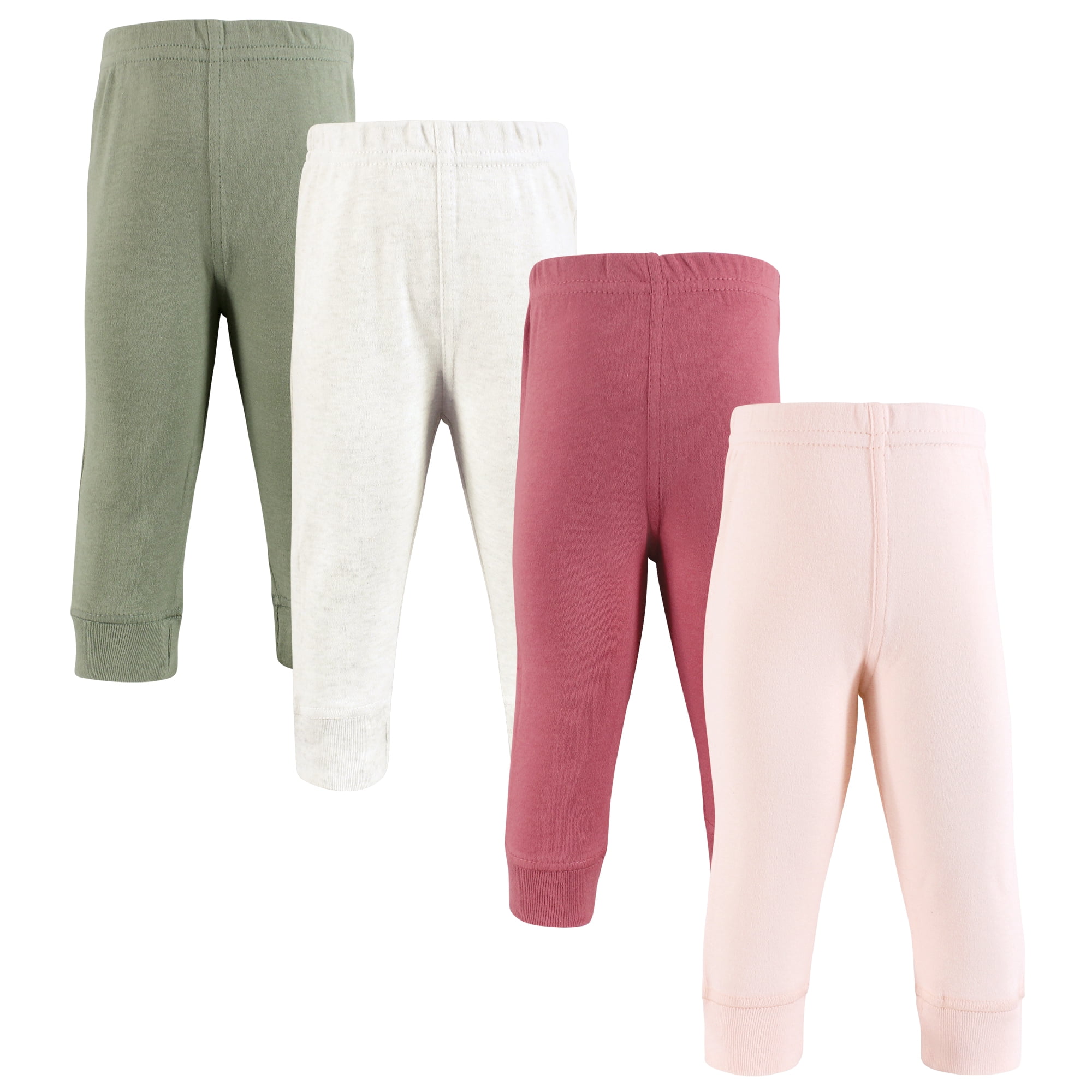 Hudson Baby Girls Cotton Pants and Leggings, Pink Sage, 6-9 Months
