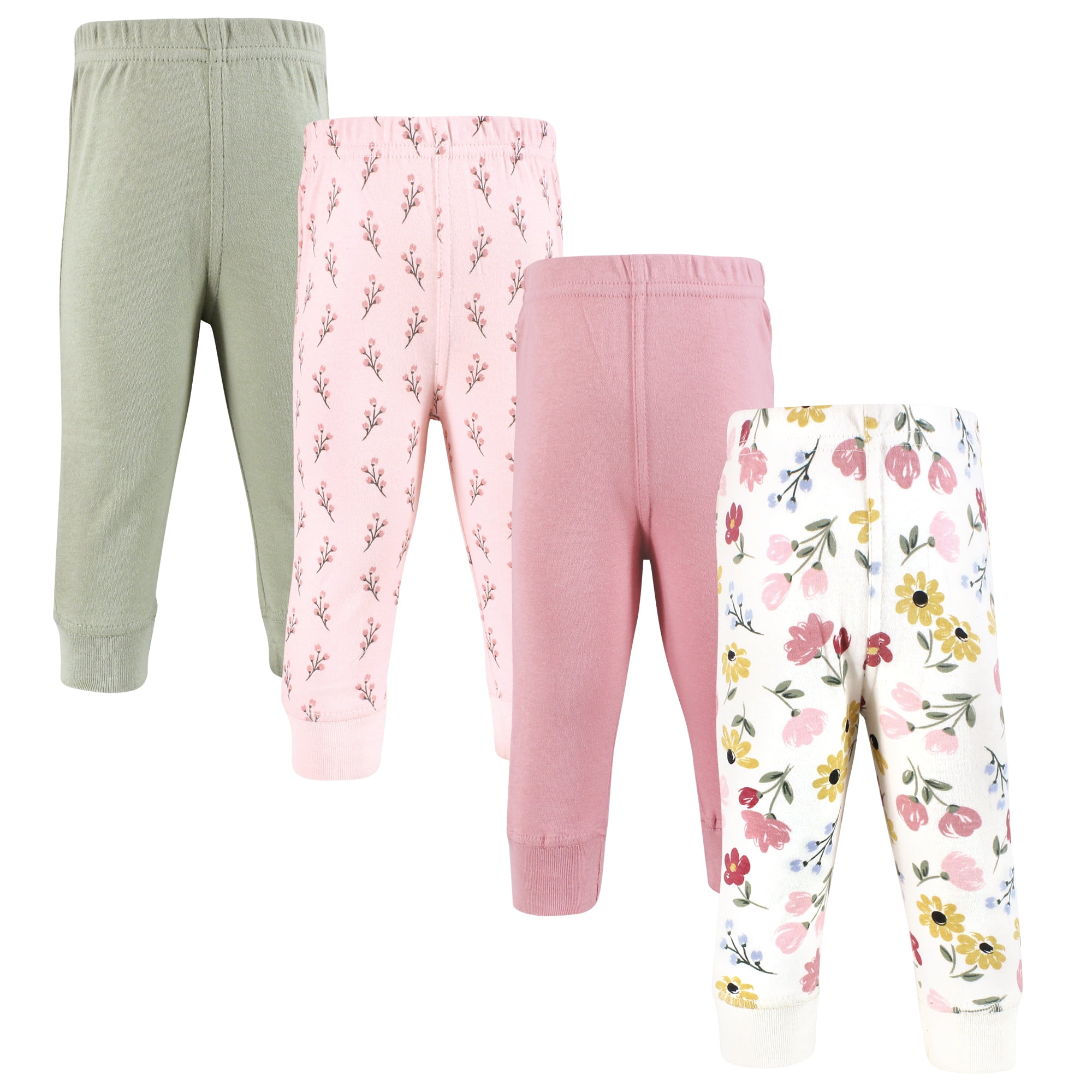 Hudson Baby Girls Cotton Pants and Leggings, Soft Painted Floral, 2T