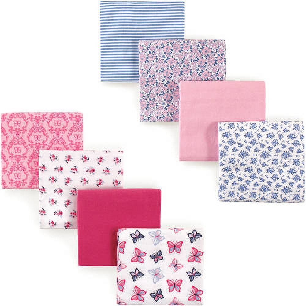 Hudson Baby Girls' Flannel Receiving Blanket, 8-Pack, Choose Your Color