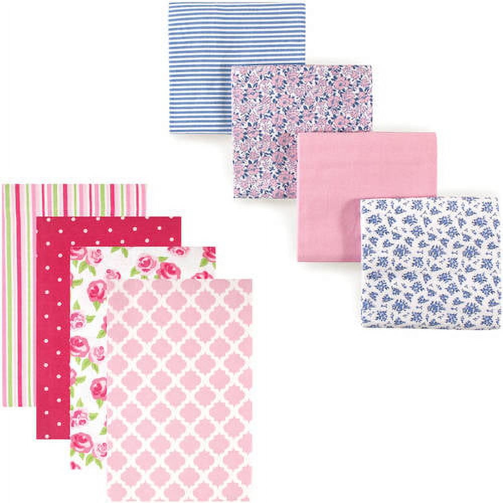 Hudson Baby Girls' Flannel Receiving Blanket, 8-Pack, Choose Your Color