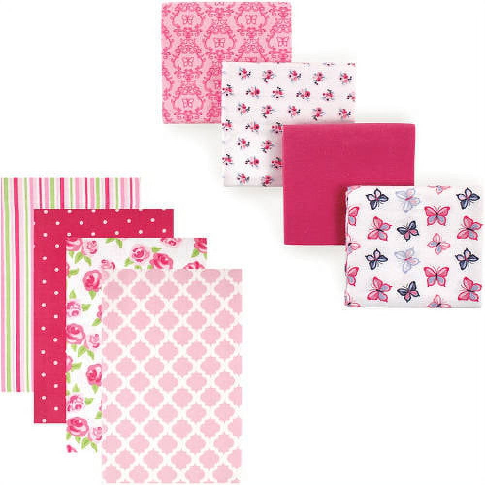 Hudson Baby Girls' Flannel Receiving Blanket, 8-Pack, Choose Your Color