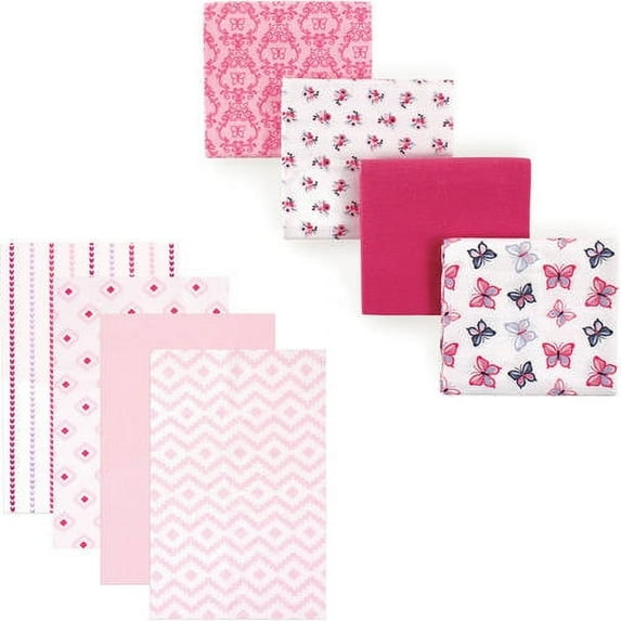 Hudson Baby Girls' Flannel Receiving Blanket, 8-Pack, Choose Your Color