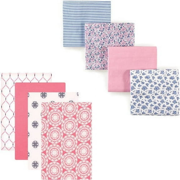Hudson Baby Girls' Flannel Receiving Blanket, 8-Pack, Choose Your Color