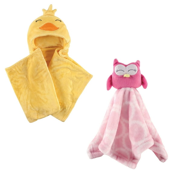Hudson Baby Girls' Hooded Blanket and Security Blanket, Choose Your Color