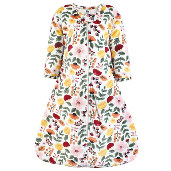 Hudson Baby Girls Long Sleeve Plush Faux Fur Sleeping Bag, Wearable Blanket, Fall Botanical, 0-6 Months