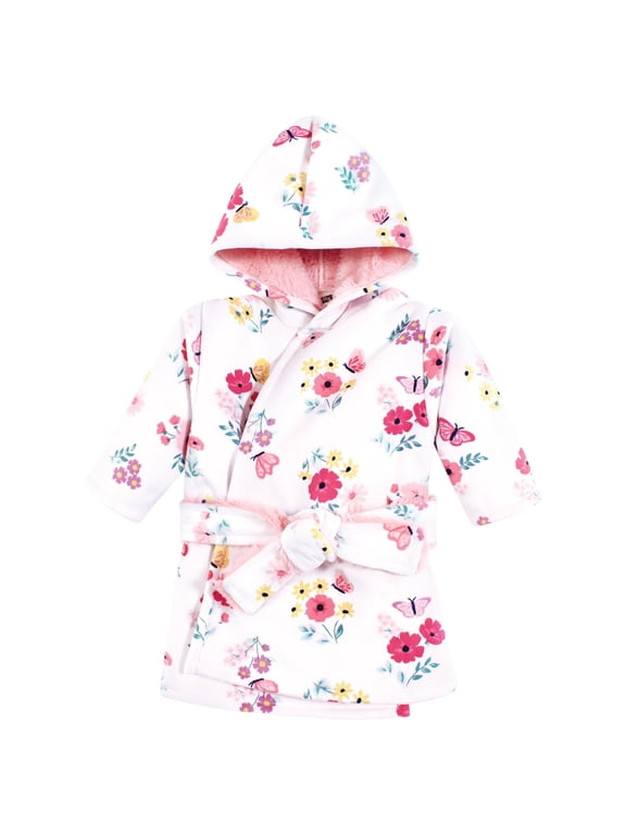 Girls Mink with Faux Fur Lining Pool and Beach Robe Cover-ups, Butterfly Floral, 12-18 Months