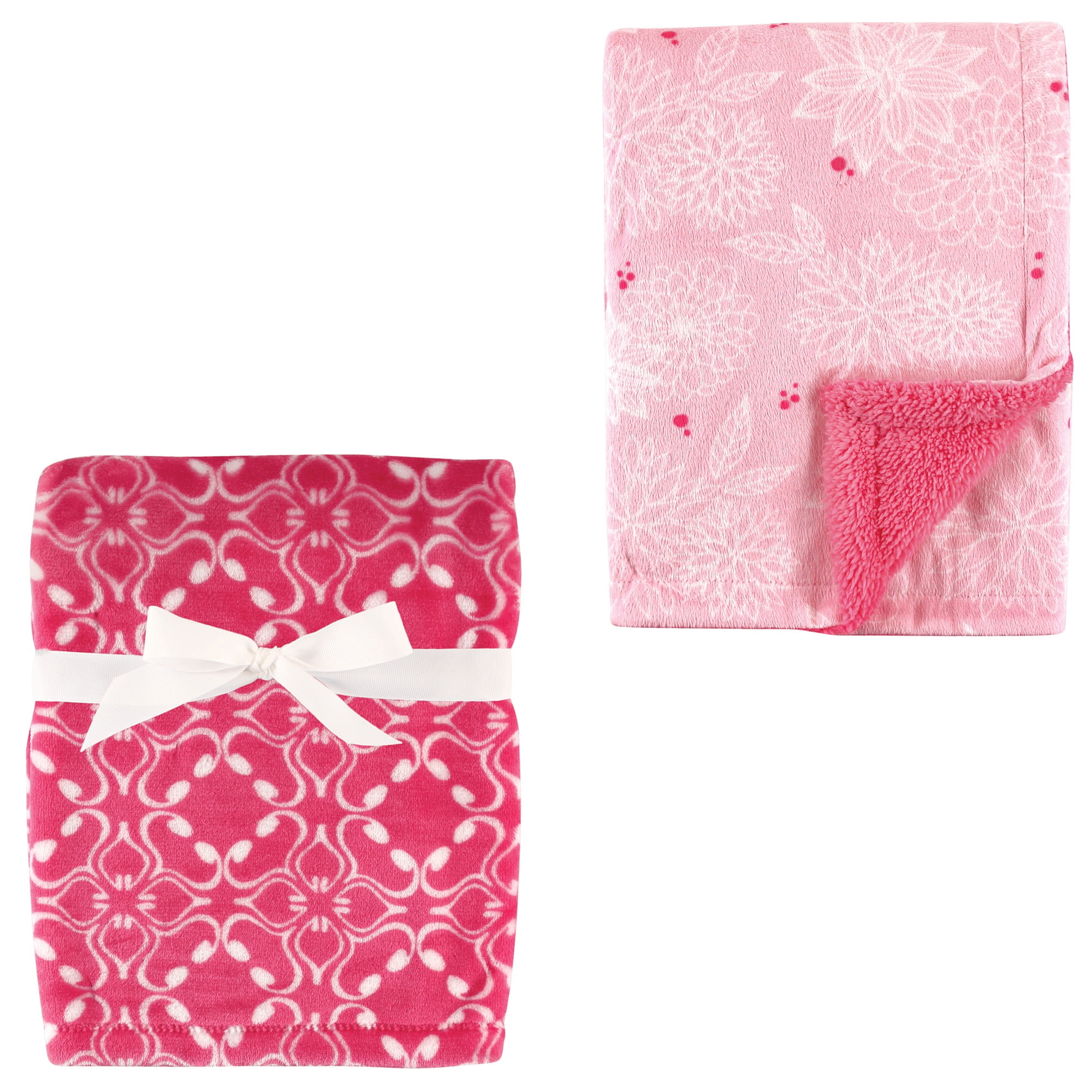 Hudson Baby Girls Plush Polyester Blankets (2 Count)