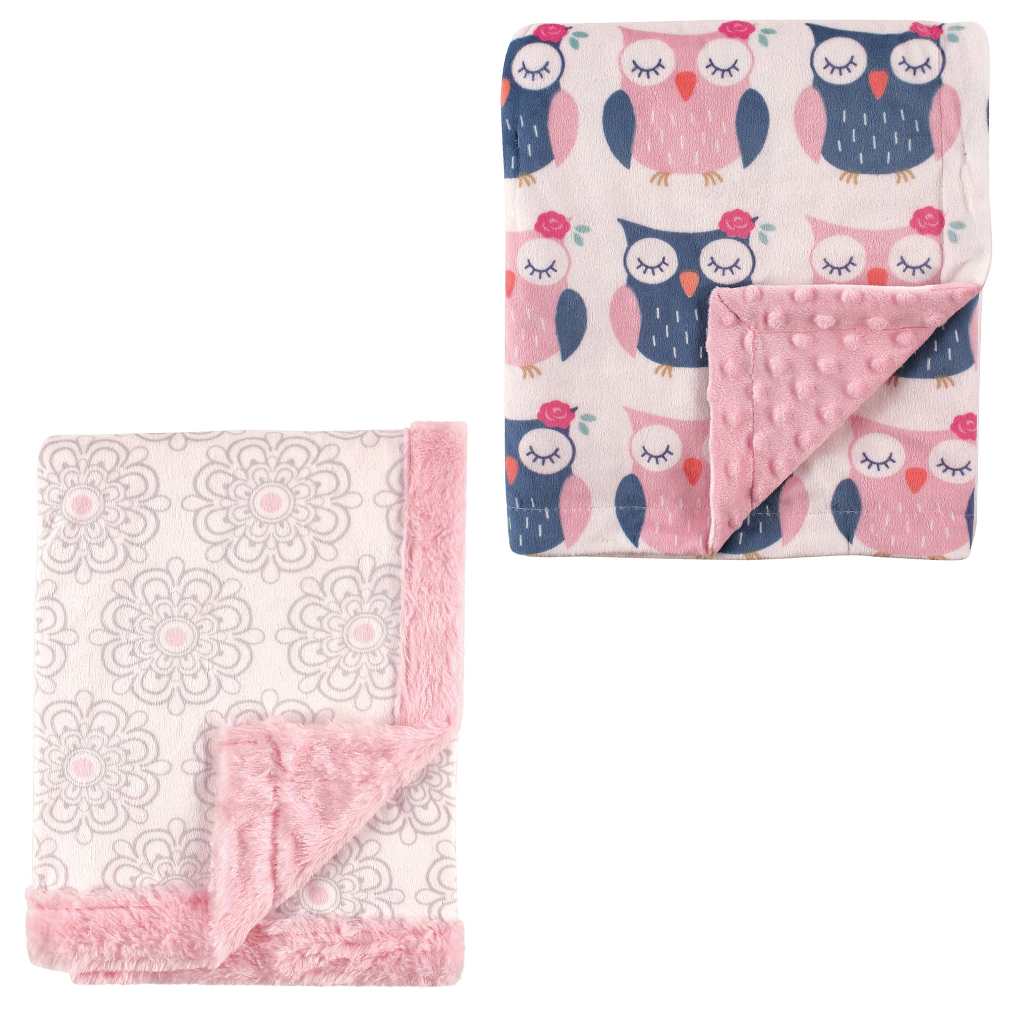 Hudson Baby Girls' Plush Blanket, 2-Pack, Choose Your Color
