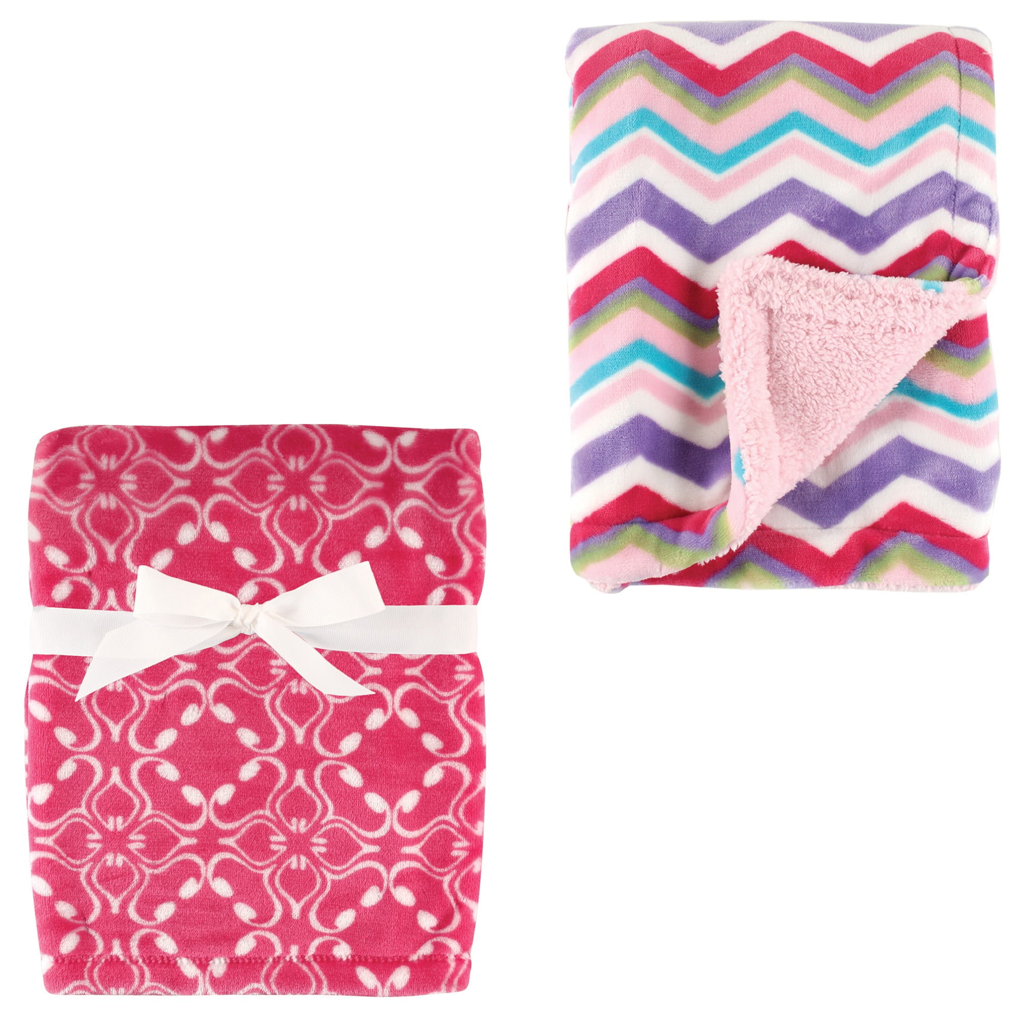 Hudson Baby Girls' Plush Blanket, 2-Pack, Choose Your Color
