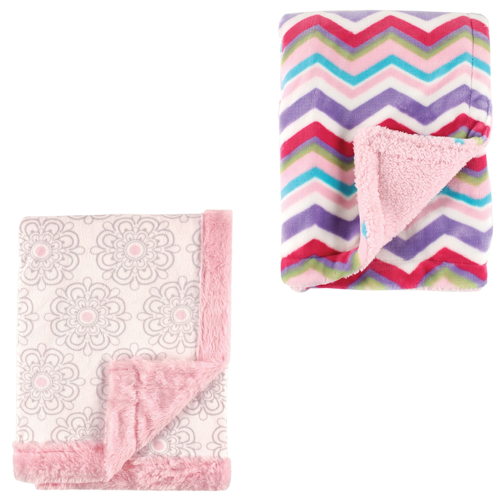 Hudson Baby Girls' Plush Blanket, 2-Pack, Choose Your Color