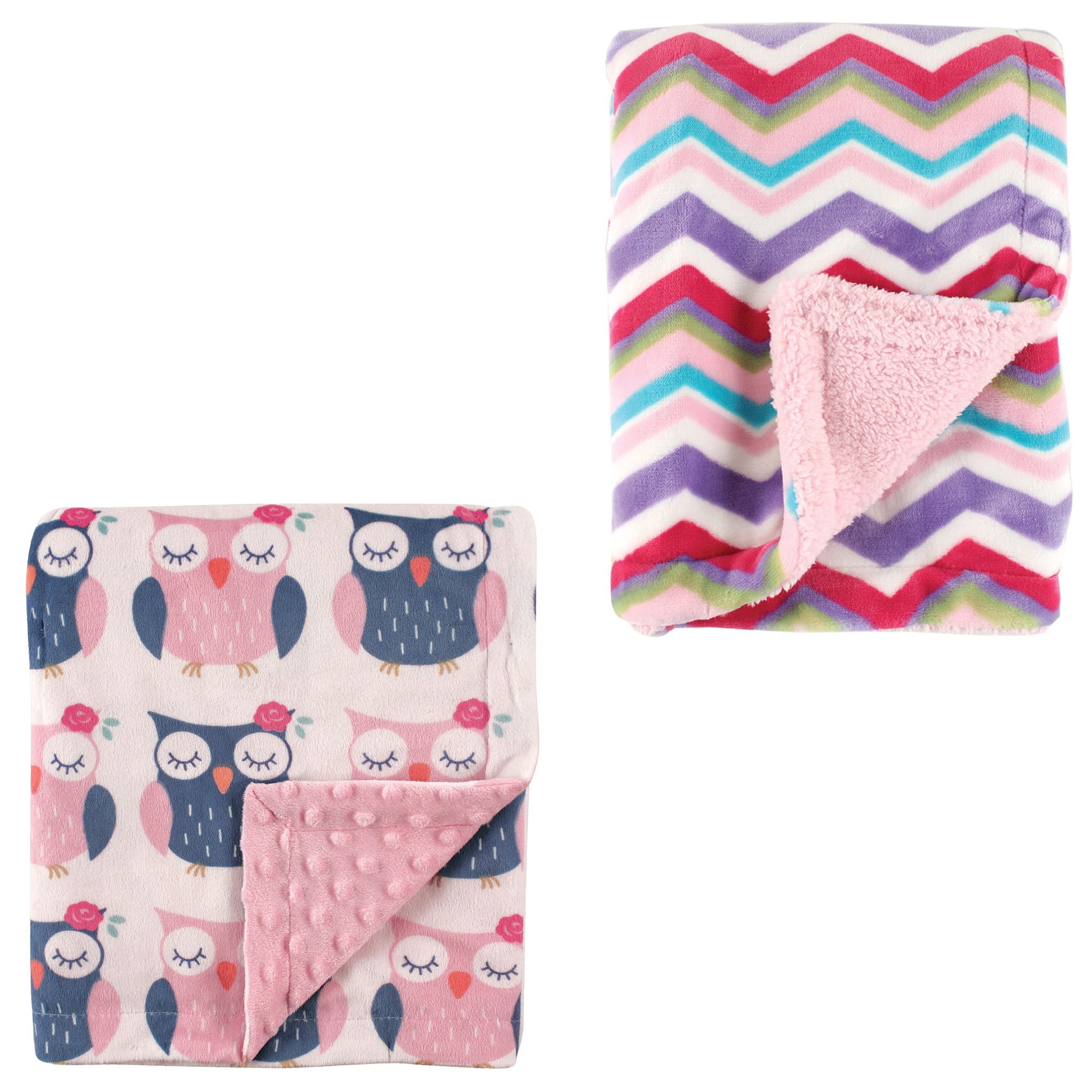 Hudson Baby Girls' Plush Blanket, 2-Pack, Choose Your Color
