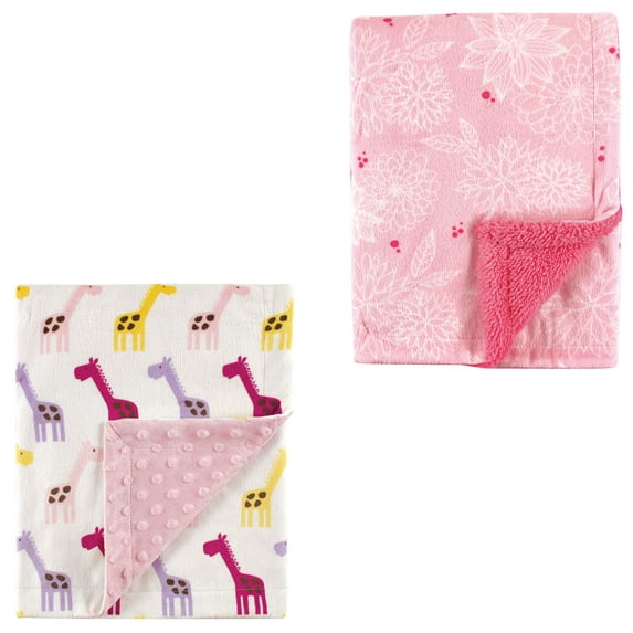 Hudson Baby Girls' Plush Blanket, 2-Pack, Choose Your Color