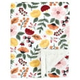 thumbnail image 1 of Hudson Baby Girls Plush Blanket with Furry Binding and Back, Fall Botanical, One Size, 1 of 2