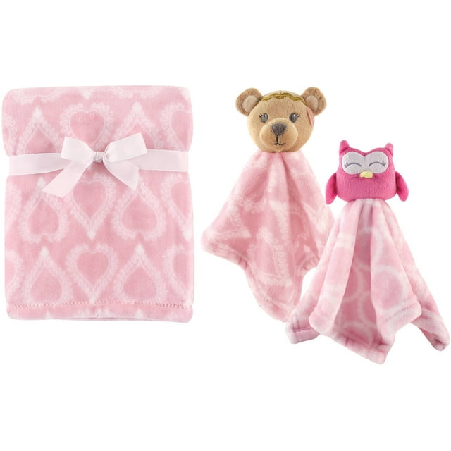 Hudson Baby Girls' Plush Blanket with Security Blankets, 2Pack, Choose