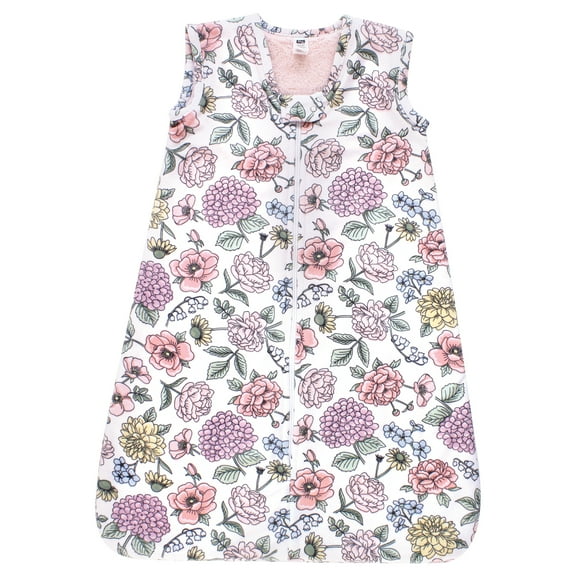 Hudson Baby Girls Plush Faux Fur Sleeping Bag, Wearable Blanket, Vintage Blossom, 12-18 Months