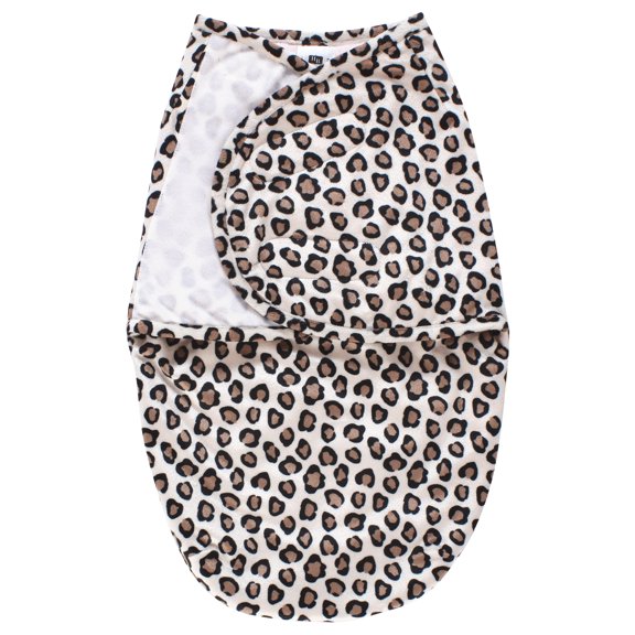 Hudson Baby Girls Plush Faux Fur Swaddle Wrap, Leopard Pink, 0-3 Months