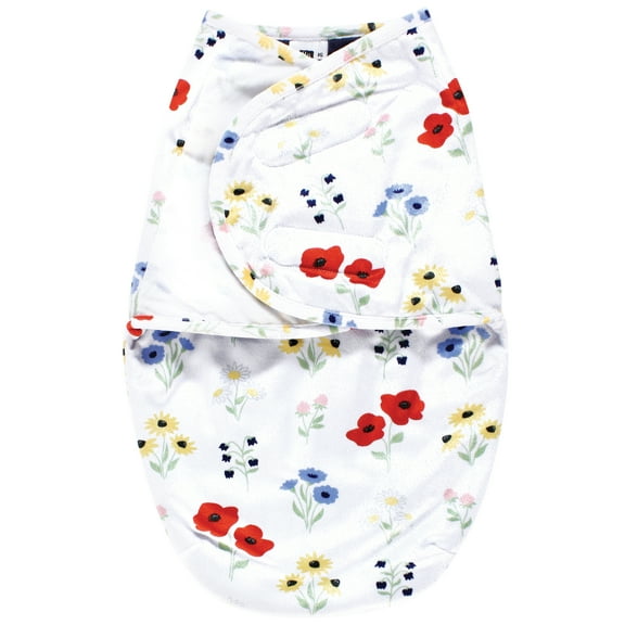 Hudson Baby Girls Plush Faux Fur Swaddle Wrap, Wildflower, 0-3 Months