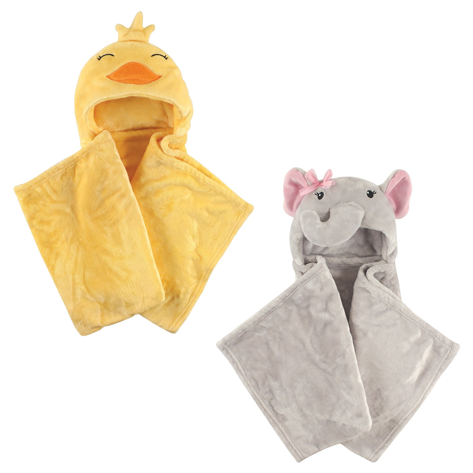 Hudson Baby Girls' Plush Hooded Blanket, 2-Pack, Choose Your Color