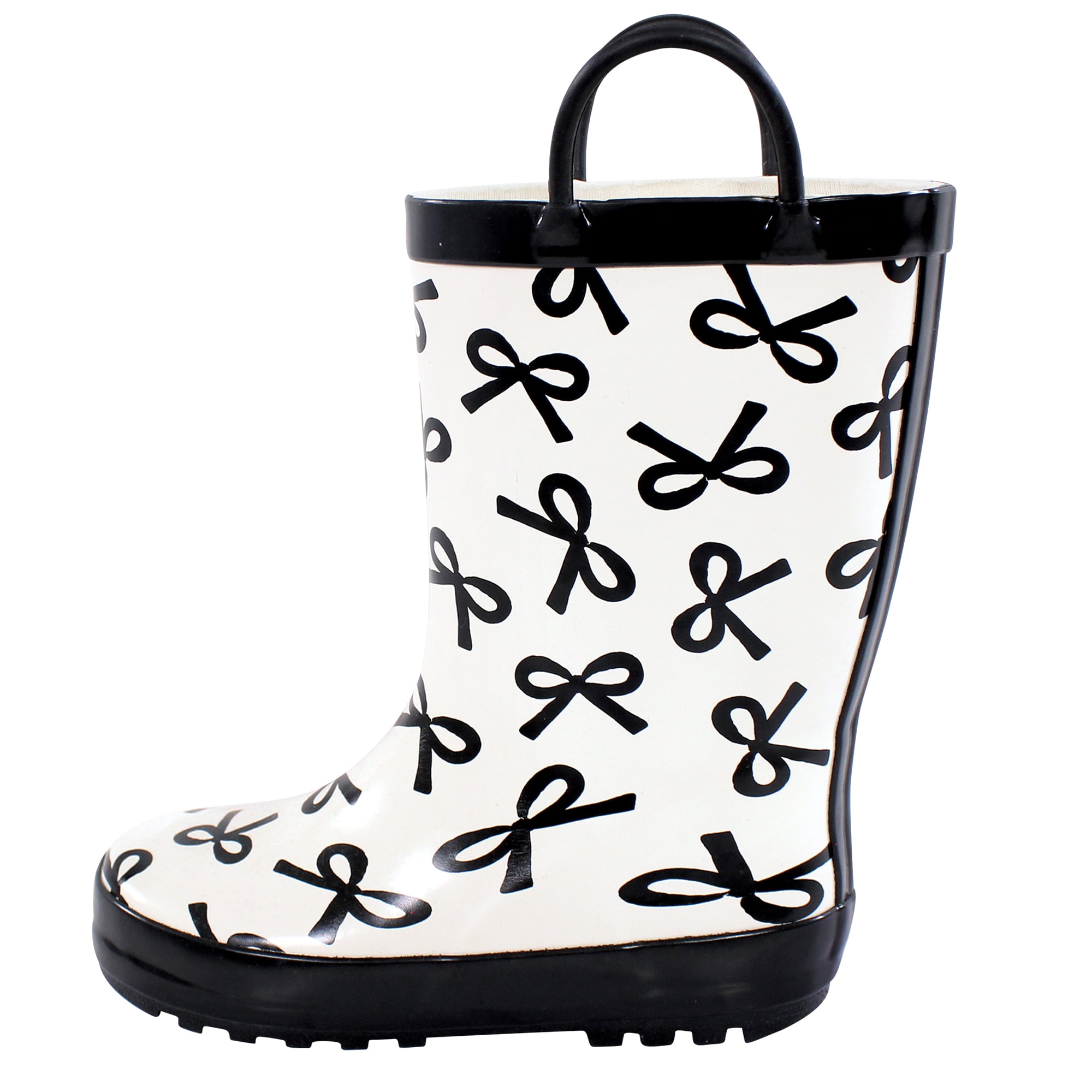 Hudson Baby Girls Rain Boots, Black Bows, 5 Toddler
