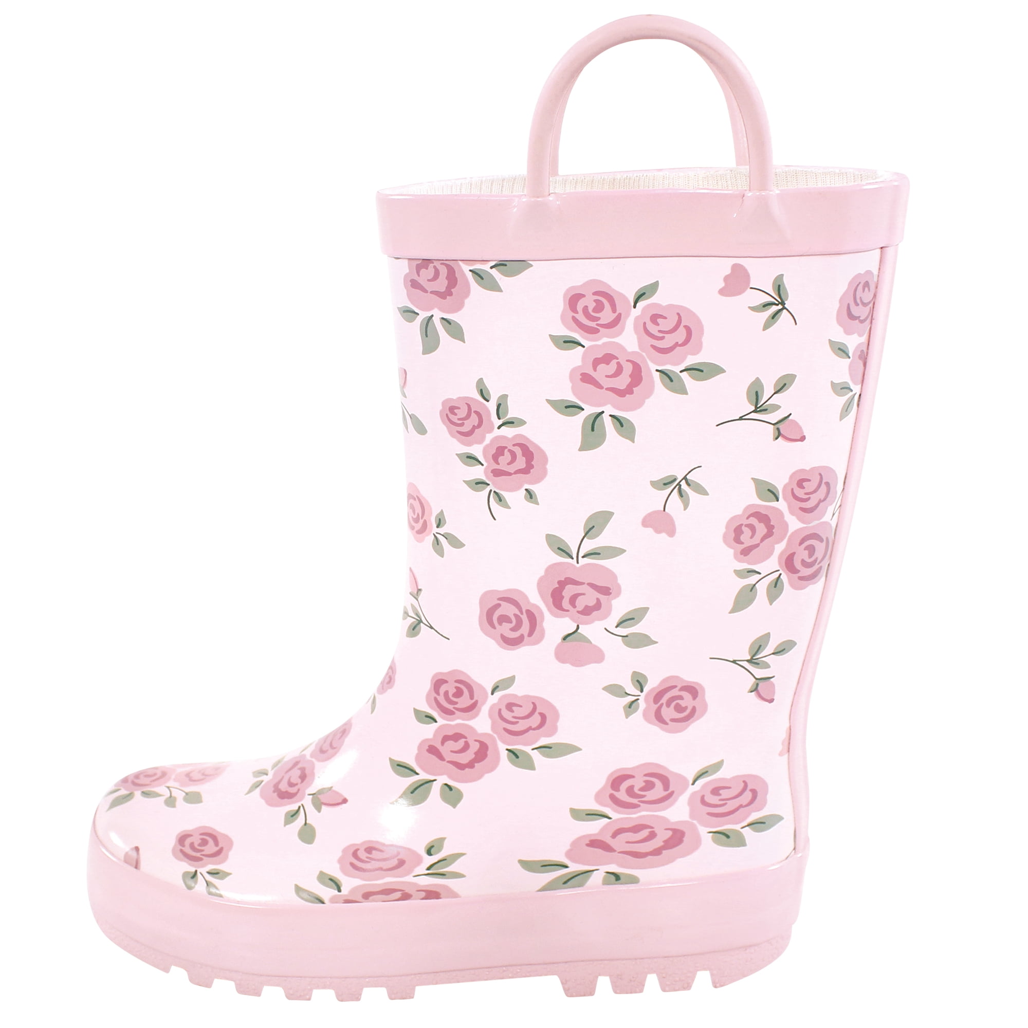 Hudson Baby Girls Rain Boots, Mauve Ditsy Rose, 6 Toddler
