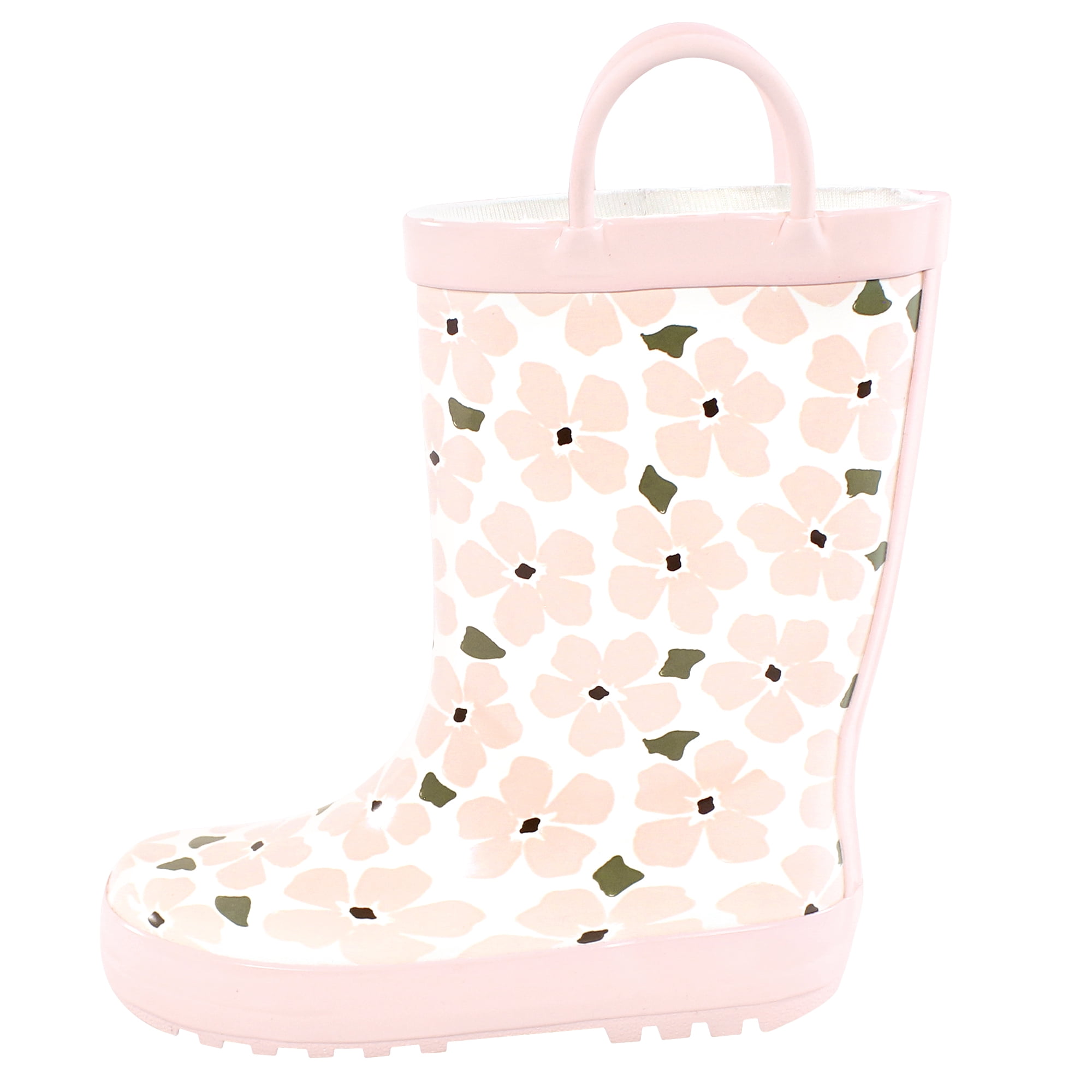 Hudson Baby Girls Rain Boots, Pink Sage Floral, 9 Toddler