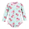 thumbnail image 1 of Hudson Baby Girls Rashguard Baby Swimsuit, Mint Pink Roses, 9-12 Months, 1 of 2