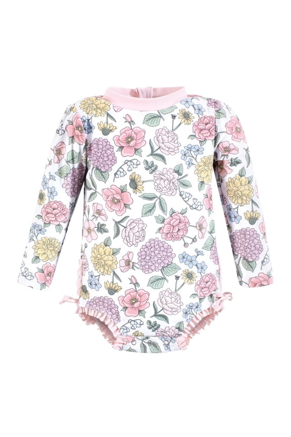 Girls Rashguard Baby Swimsuit, Vintage Blossom, 9-12 Months