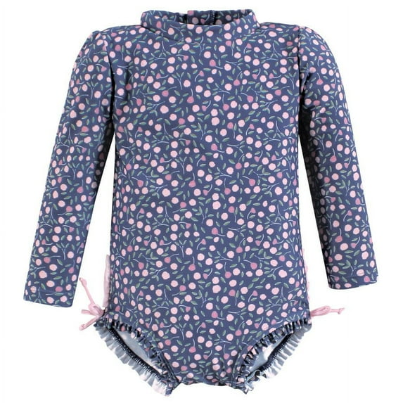 Hudson Baby Girls Rashguard Toddler Swimsuit, Dainty Peony, 2T