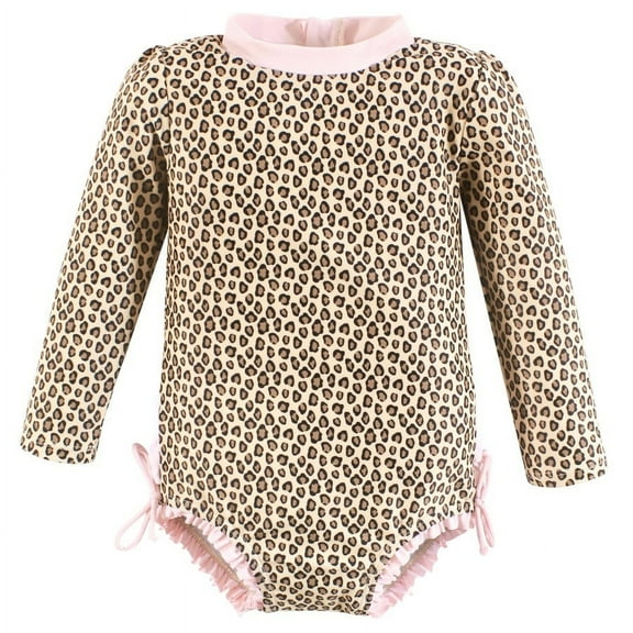 Hudson Baby Girls Rashguard Toddler Swimsuit, Leopard, 2T