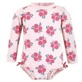 thumbnail image 1 of Hudson Baby Girls Rashguard Toddler Swimsuit, Pink Navy Roses, 5T, 1 of 2